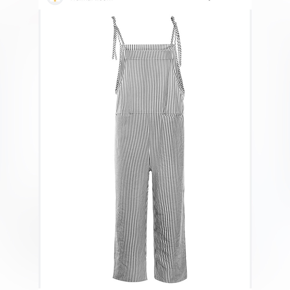 YAGHYAGH Womens Retro Loose Striped Bib Jumpsuit